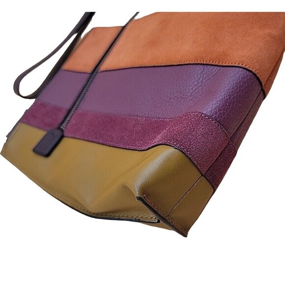 Coach Charlie Pouch Medium Wristlet Purse Designer Handbag Patchwork Stripes - Picture 9 of 16